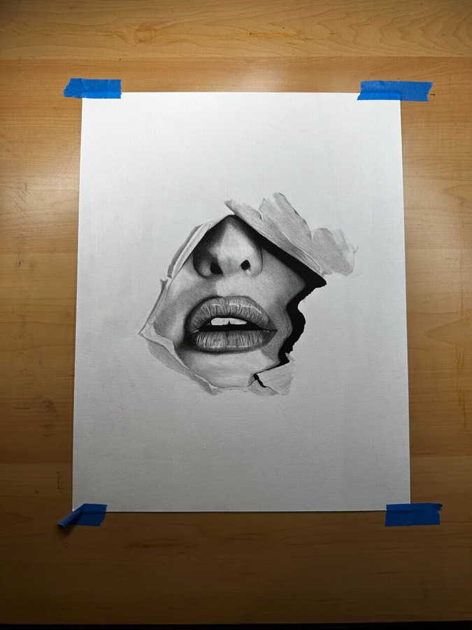 Papel rasgado: grafite em papel de Leonardo Fonseca