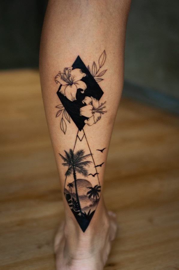 Tatuagem Geométrico e botânico feita por Leonardo Fonseca em São Luís – MA