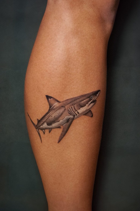 Tatuagem Tubarão em old school, feita por Leonardo Fonseca em São Luís – MA