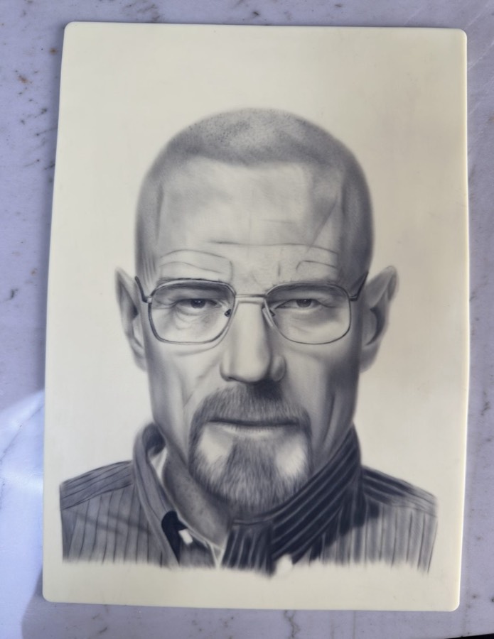 Walter White: estudo de tatuagem em pele artificial por Leonardo Fonseca